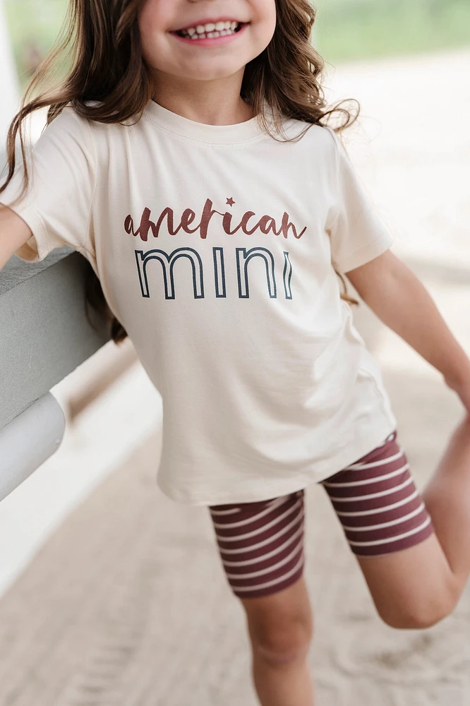 Burgundy Stripe Biker Shorts