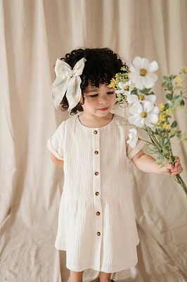 Cream Button Dress