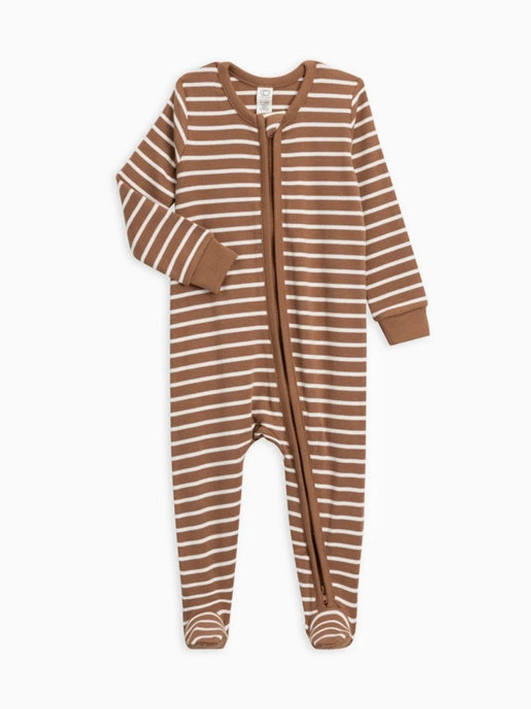 Nutmeg Stripe Ribbed Organic Cotton Sleeper