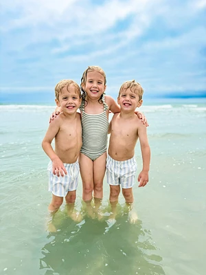 Blue Stripe Swim Trunk