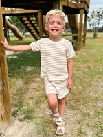 Oat Stripe Waffle Shortie Set