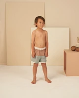 Clay/Sage Color Block Swim Trunk