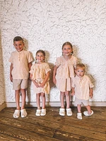 Grapefruit Stripe Smocked Mini Skirt