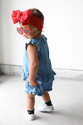 Chambray Ruffle Hem Top