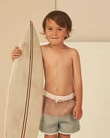 Clay/Sage Color Block Swim Trunk