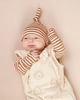 Cinnamon Stripe Knotted Baby Hat