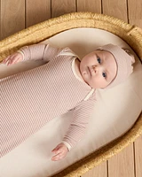 Mauve Stripe Knotted Baby Gown Set