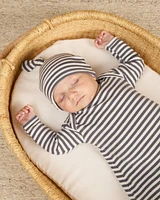 Indigo Stripe Knotted Baby Gown Set