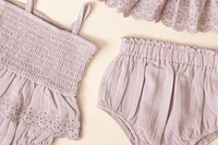 Lavender Smocked Skirted Romper