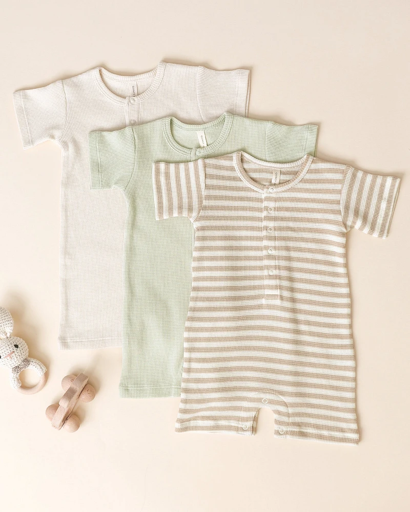 Natural Waffle Snap Romper