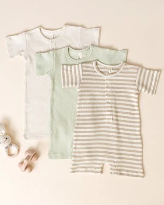 Natural Waffle Snap Romper