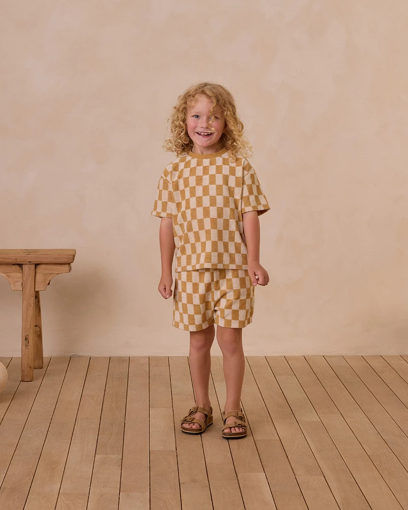 Marigold Check Terry Shorts