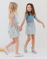 Ocean Stripe Denim Mini Skirt