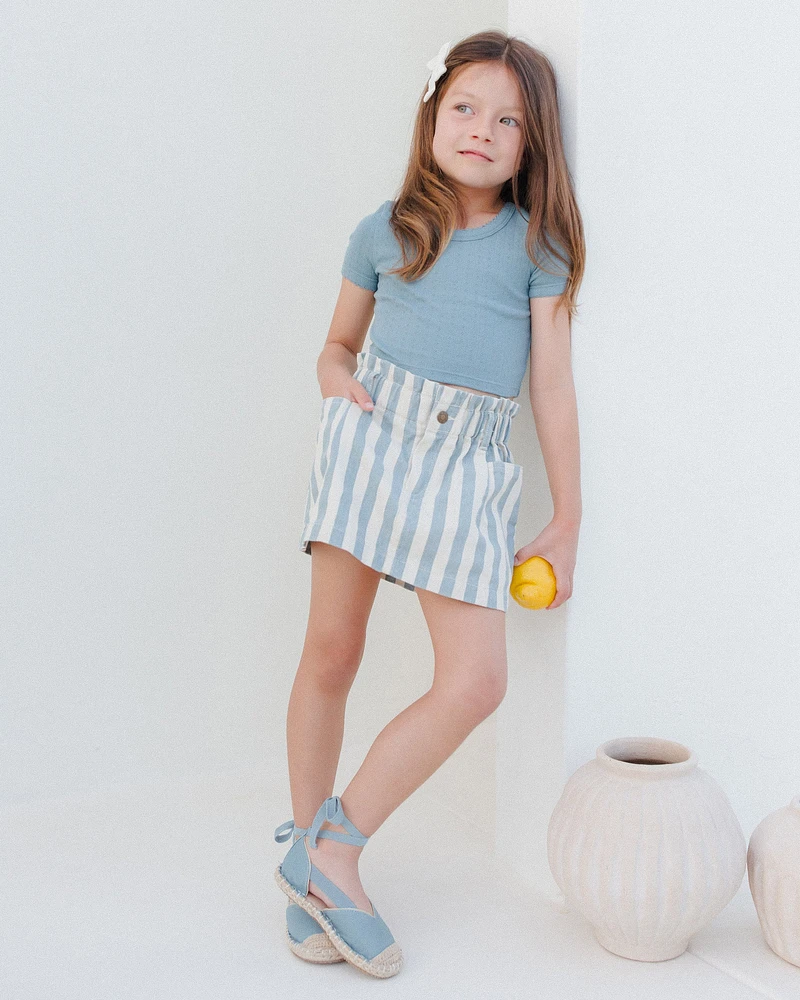 Ocean Stripe Denim Mini Skirt