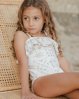 Tile Ruffle One-Piece