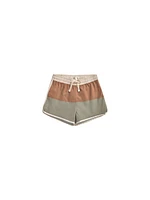 Clay/Sage Color Block Swim Trunk