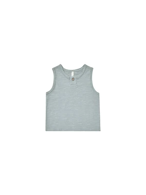 Blue Jersey Button Tank