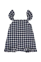 Navy Plaid Bubble Romper