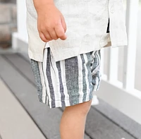 Charcoal Stripe Linen Shorts