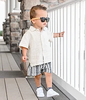 Charcoal Stripe Linen Shorts