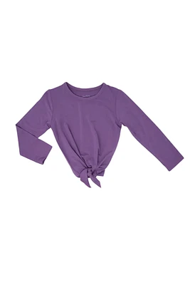 Purple Long Sleeve Tie Top