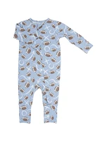 Blue Football Bamboo Pajama Sleeper