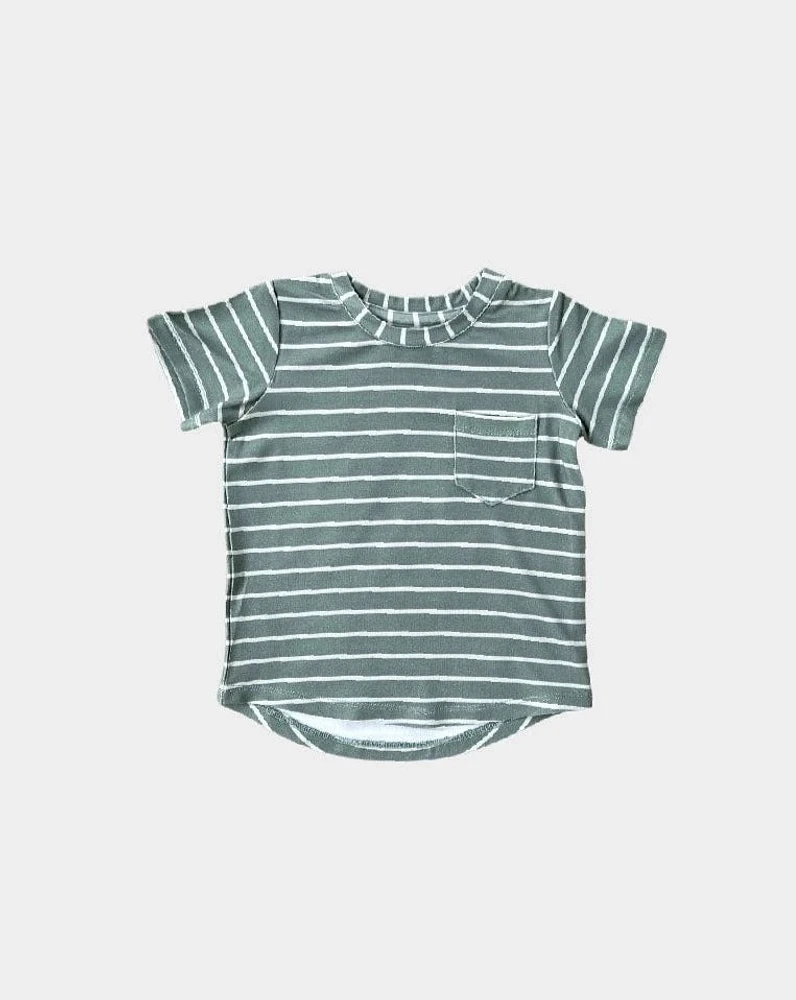 Sage Stripe Bamboo Pocket Tee