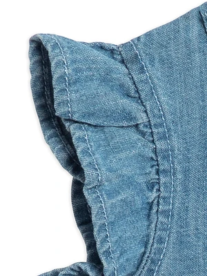 Chambray Ruffle Hem Top