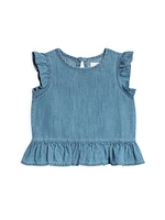 Chambray Ruffle Hem Top
