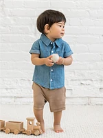 Chambray Graham Button Up Shirt