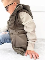 Army Green Hooded Puffer Vest