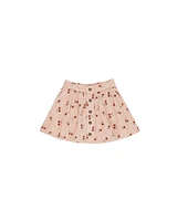 Blossom Embroidery Button Front Mini Skirt