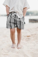 Charcoal Stripe Linen Shorts