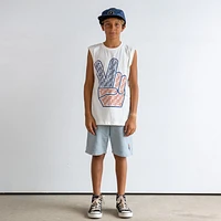Rad, White & Blue Muscle Tee
