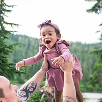 Long Sleeve Bamboo Twirl Bodysuit Dress - Dusty Rose