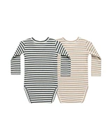 Indigo + Latte Stripe Bodysuit 2pk