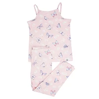 Pink Butterfly Daisy Tank Pajama Set
