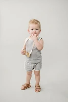 Grey Stripe Terry Cloth Short Set