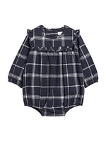 Navy Flannel Romper