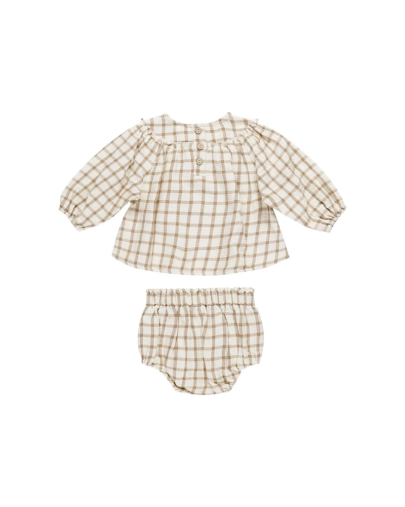 Cinnamon Plaid Mia Top + Bloomer Set