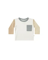 Color Block Long Sleeve Pocket Tee