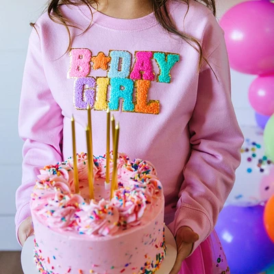 Pink Birthday Girl Patch Pullover