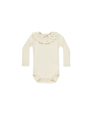 Natural Ruffle Collar Bodysuit