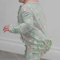 Mint Butterfly Daisy Ruffle Bamboo Sleeper