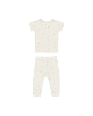 Pink Ditsy Pointelle Tee + Legging Set