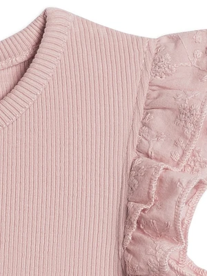 Rose Daphne Ribbed Ruffle Tank
