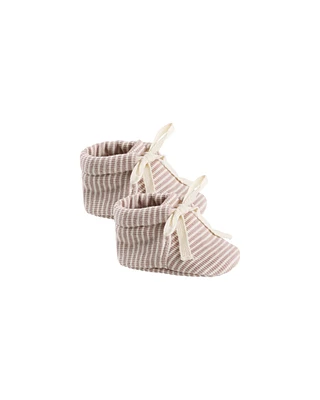 Mauve Stripe Baby Booties