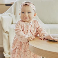 Rose Floral Pointelle Knit Cardigan