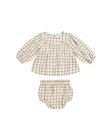 Cinnamon Plaid Mia Top + Bloomer Set