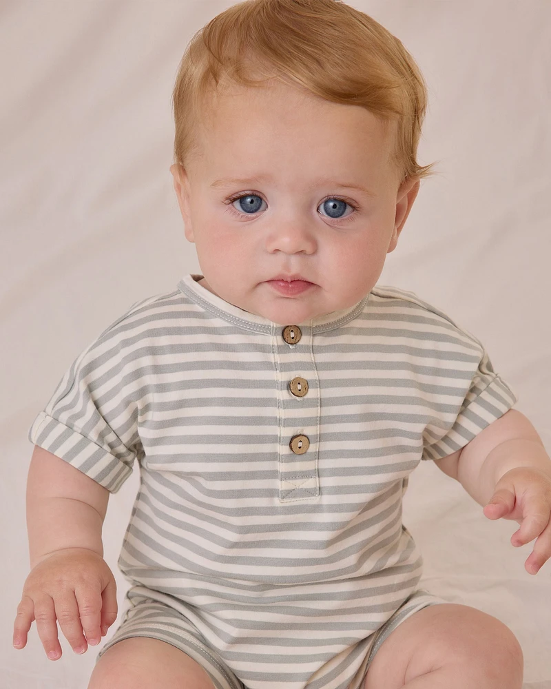 Sage Stripe Short Sleeve One-Piece